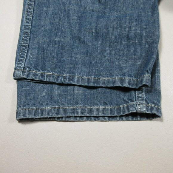 Levis mens dark distressed 569 bootcut chambray jeans 30x29 EUC - Picture 7 of 7